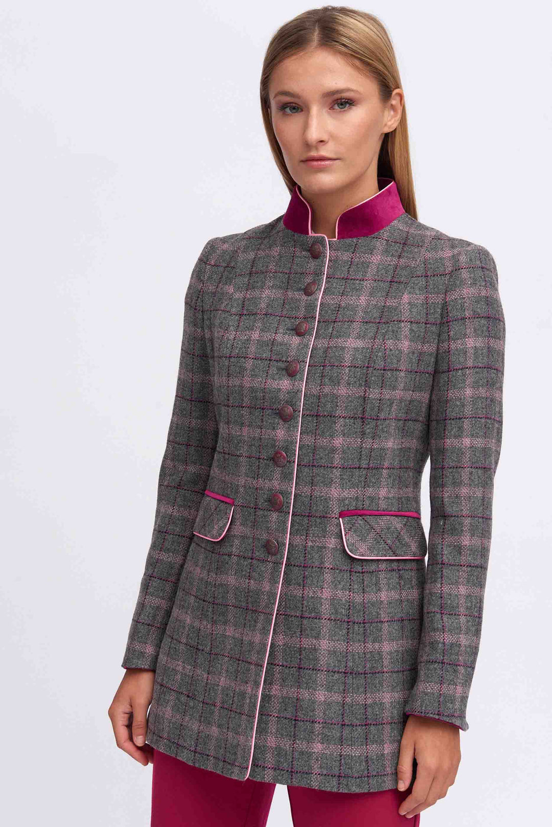 Tinta Oncala Fuchsia Check Blazer