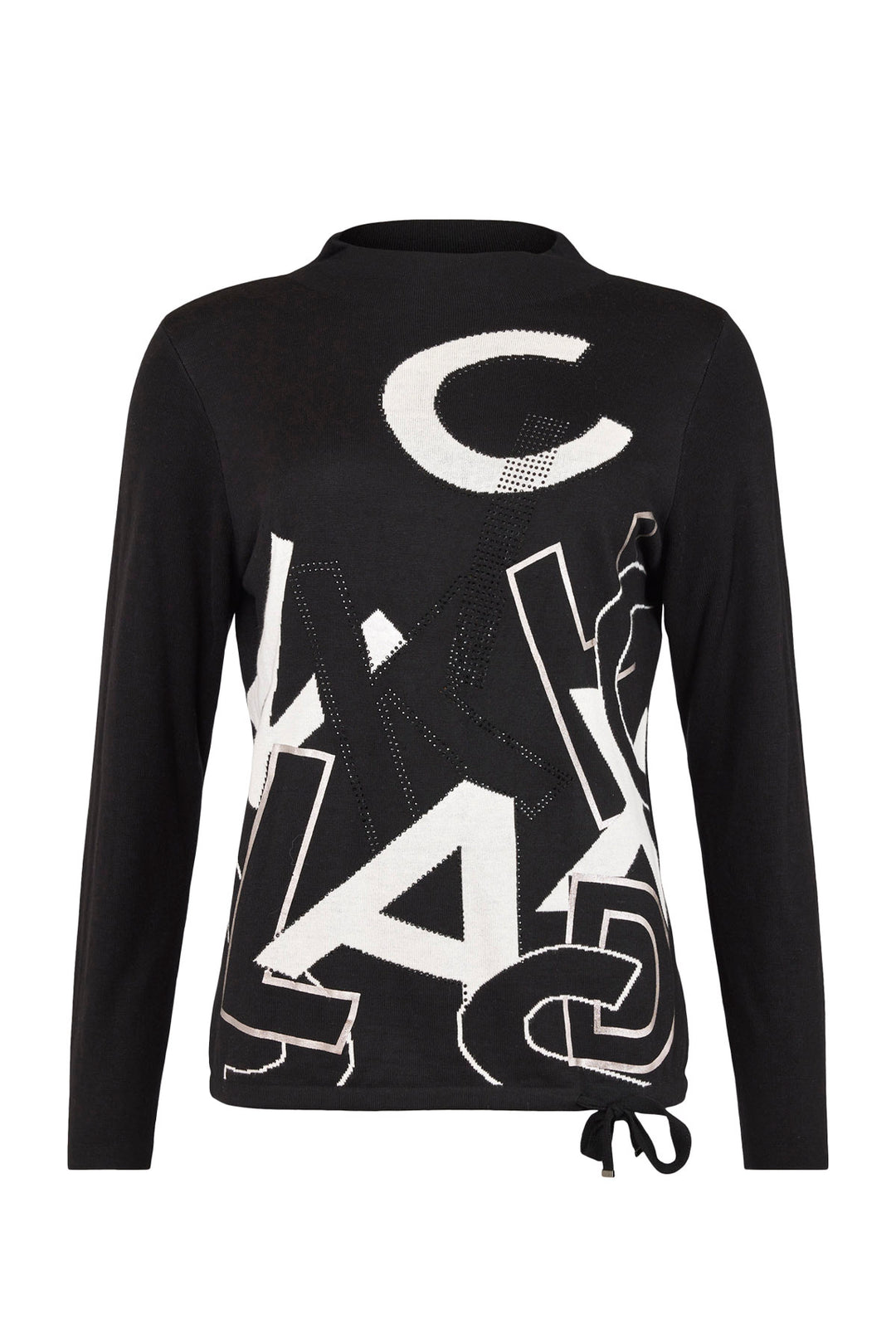 "I'cona Letter Print Sweater with Diamante Detail - Style 64111-60002-90 (Black / Ivory)"