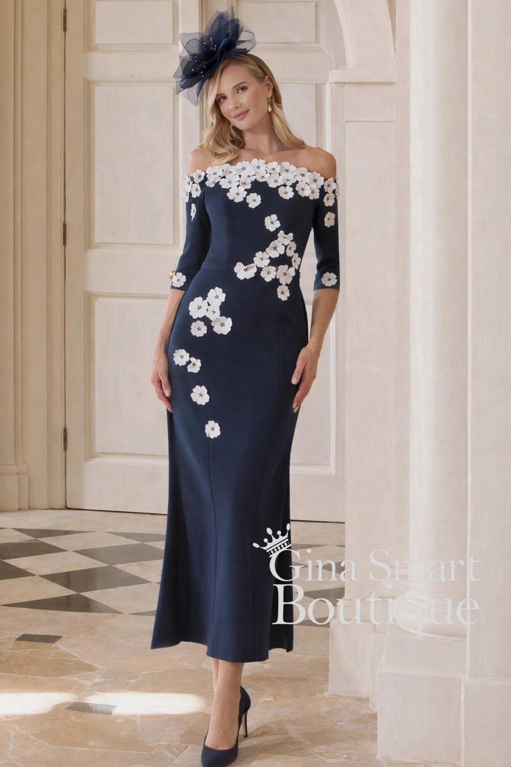John Charles 29318 Navy/Ivory Dress ginasmartboutique John Charles 29318 Navy/Ivory Dress ginasmartboutique