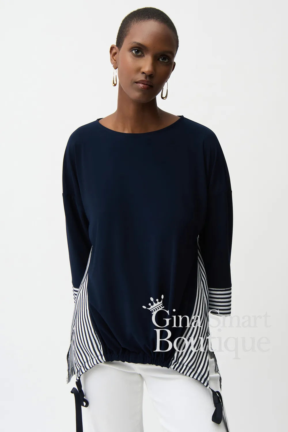 Joseph Ribkoff Top Style 261193-509 Navy/Off-White – ginasmartboutique
