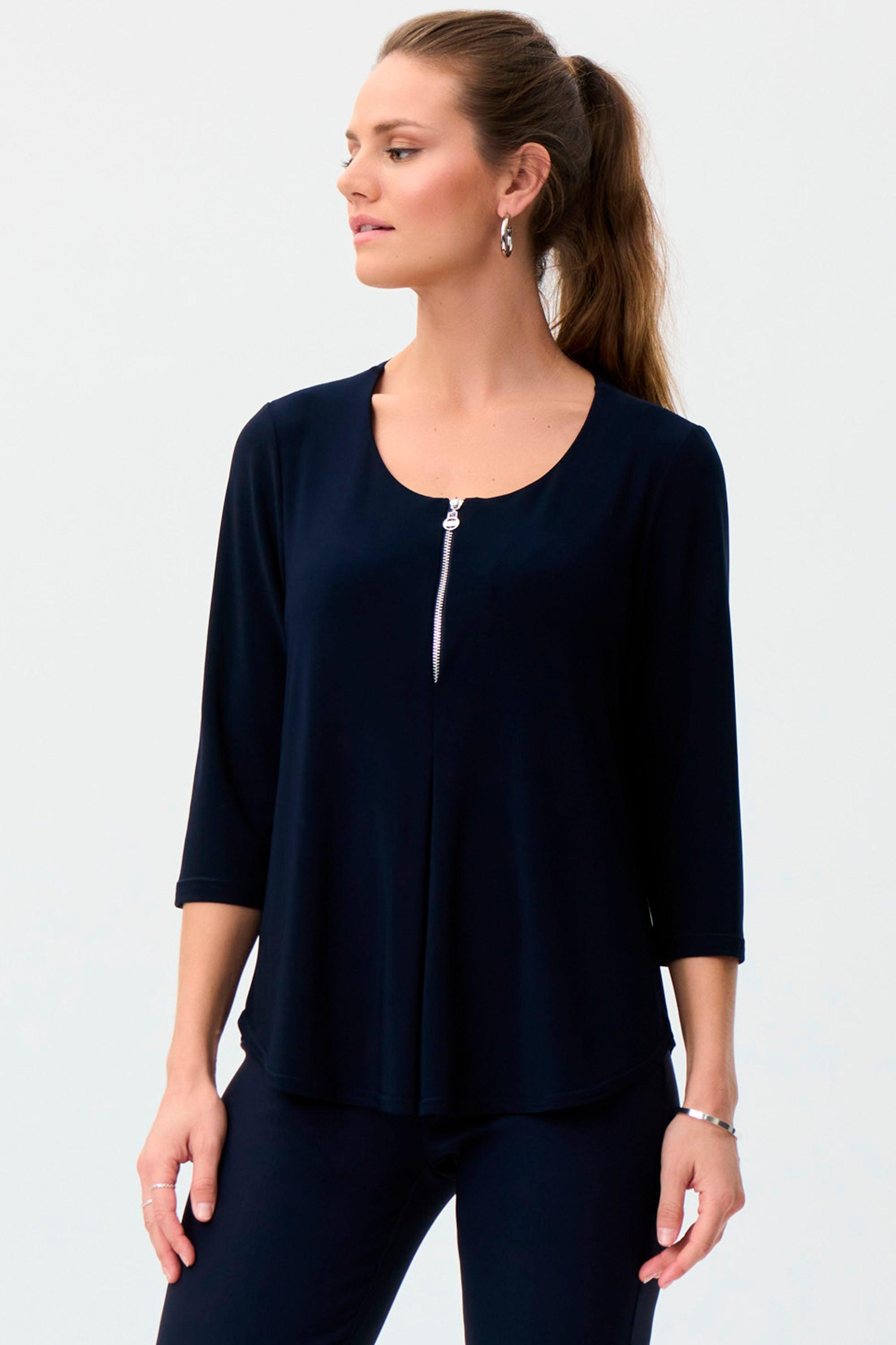 Joseph Ribkoff Off-White/Midnight Blue Top Style 191264