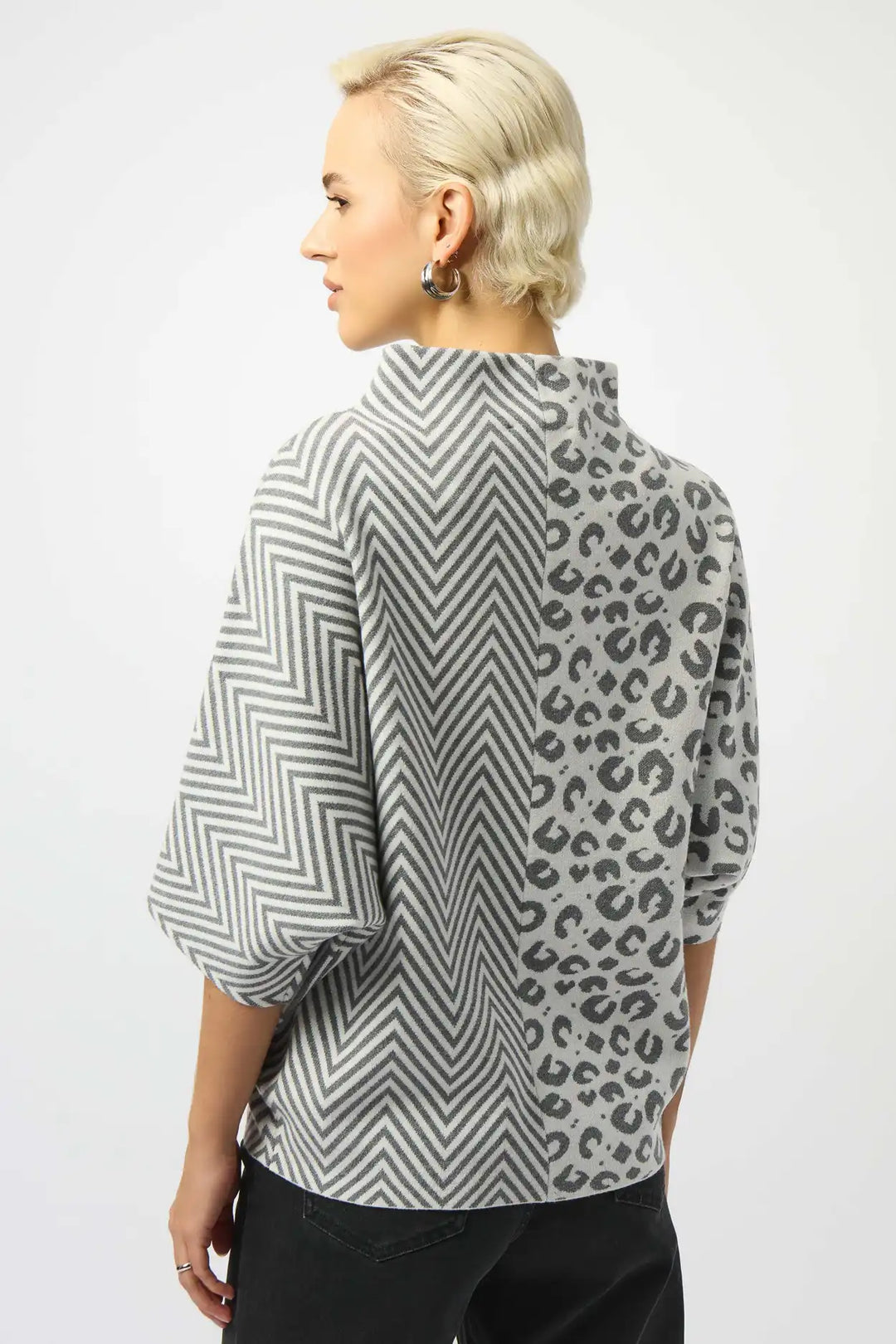 Joseph Ribkoff Vanilla/Grey Top Style 253981-3653