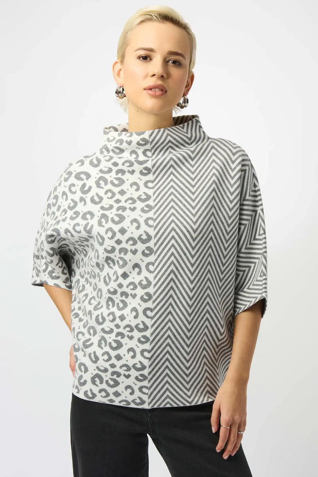 Joseph Ribkoff Vanilla/Grey Top Style 253981-3653