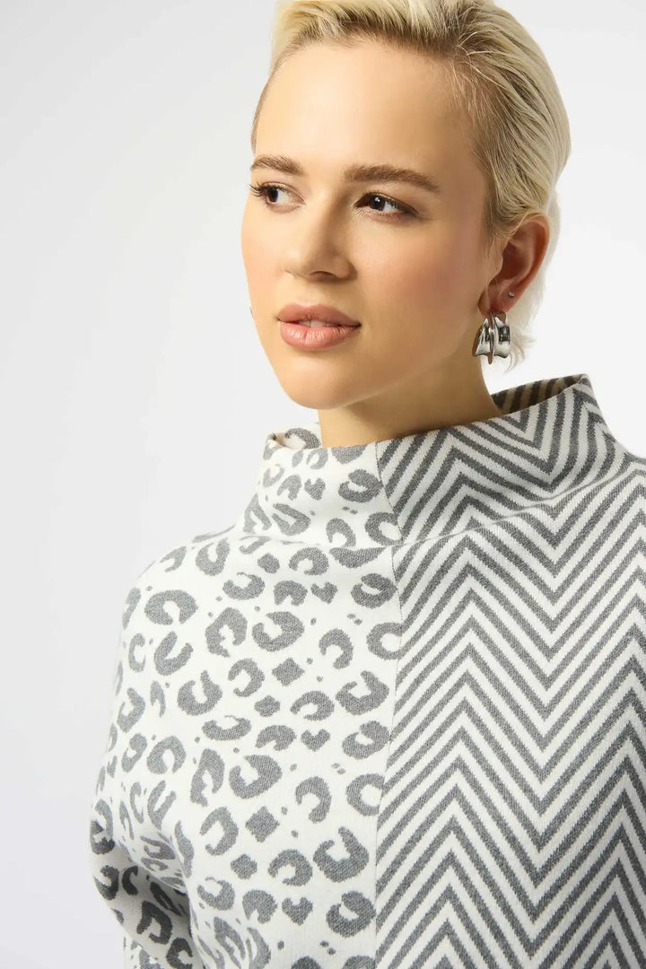 Joseph Ribkoff Vanilla/Grey Top Style 253981-3653