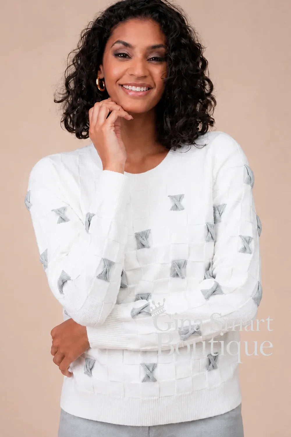 Alison Sheri Winter White Sweater Style 48026