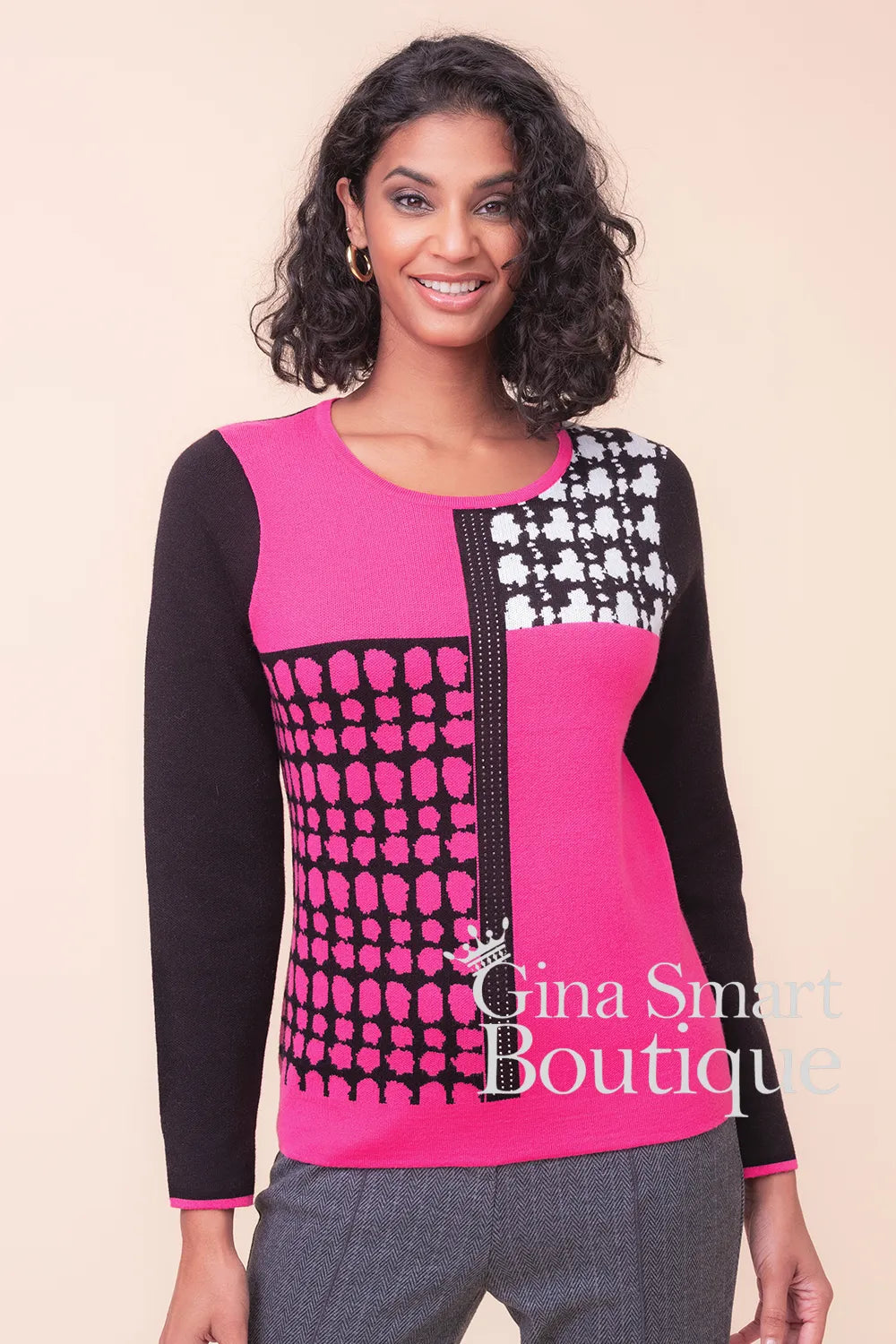 Alison Sheri Cerise and Black Jumper Style A48231