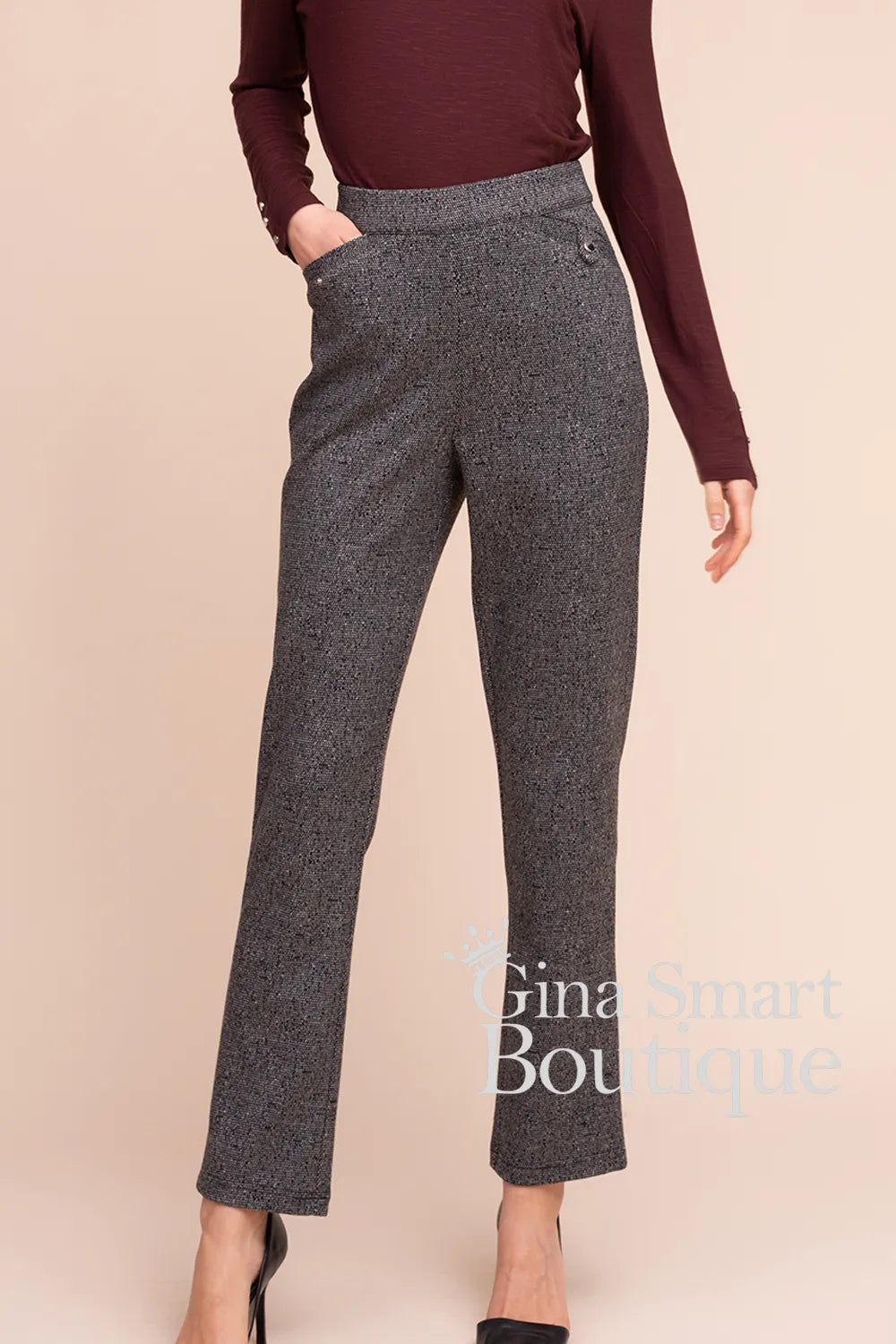 Alison Sheri Brown Marl Pull on Trouser Style A48292