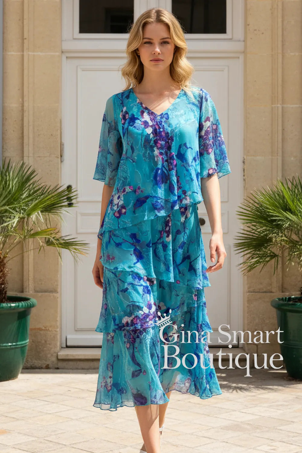 Allison Dresses Turquoise/Purple Top And Skirt Style 2965-2160-15