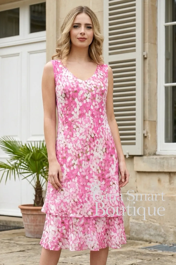Allison 4111 White-Pink Dress