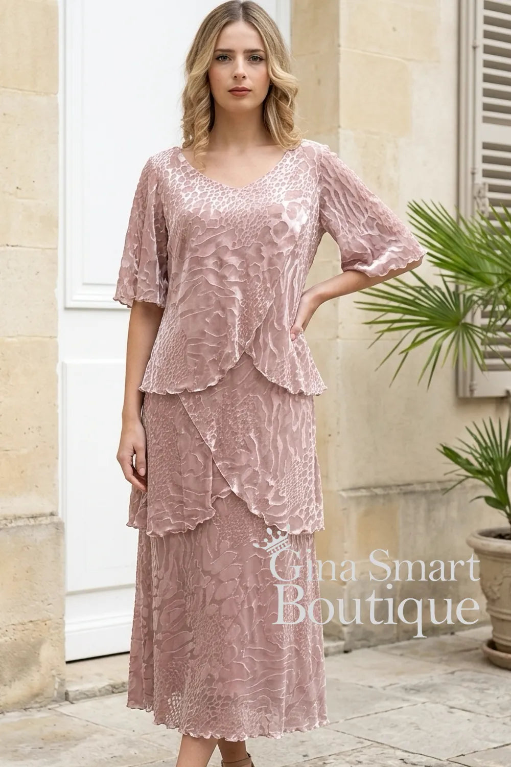 Allison 61161 Rose Smoke Dress
