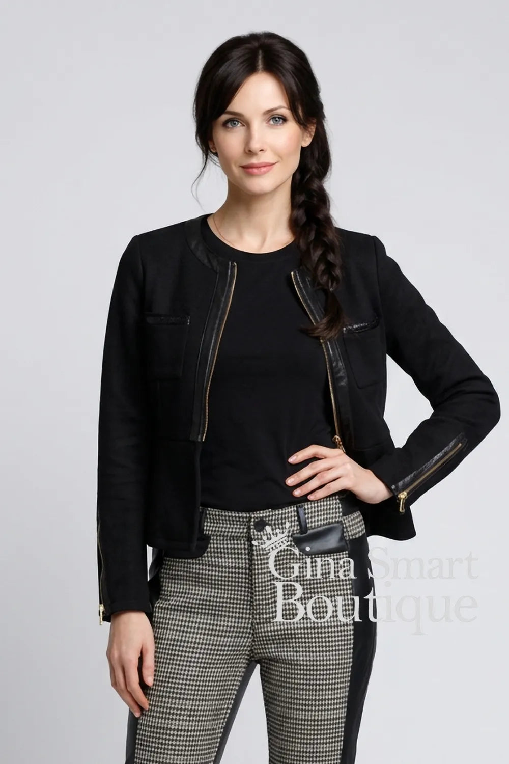 Arggido Black Faux Suede Jacket Style 21022