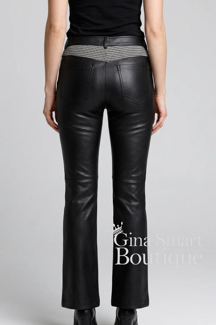 Arggido Check and Faux Leather Trouser Style 21012