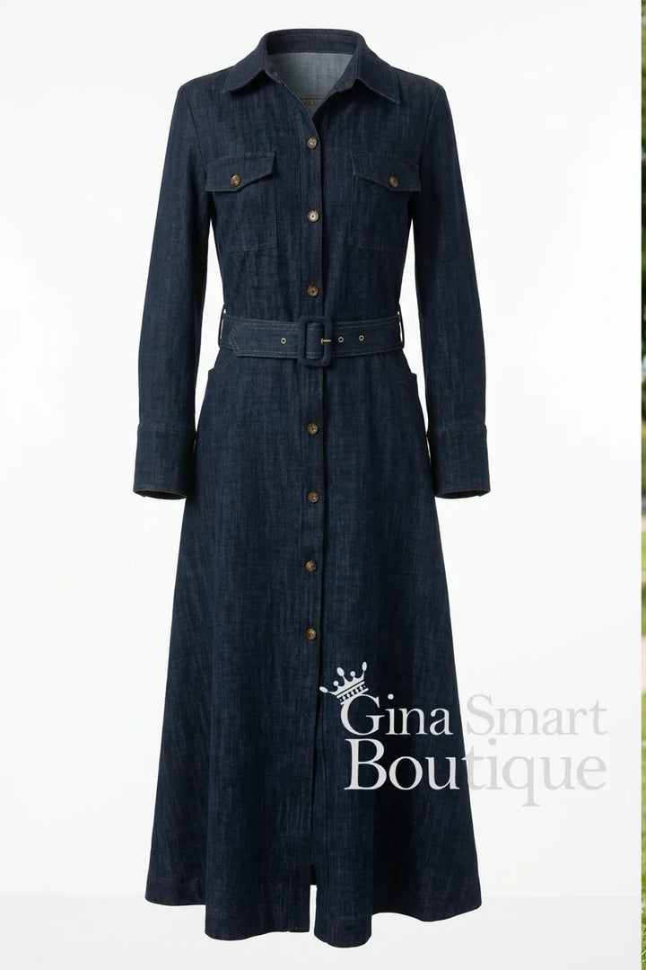Arggido Denim Style Dress with Belt Style 21079