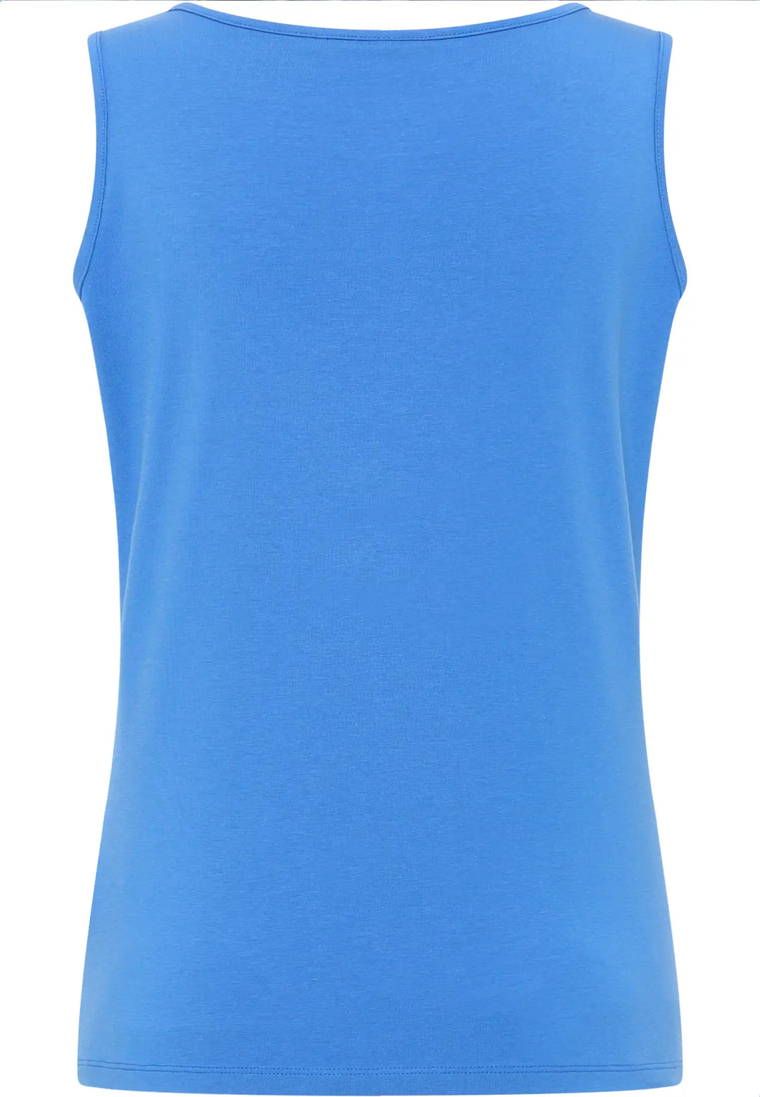 Back view of a sky blue sleeveless top with a smooth finish and a well-cut armhole for a comfortable and versatile fit, ideal for a minimalist and adaptable wardrobe staple, style 55120042-730.