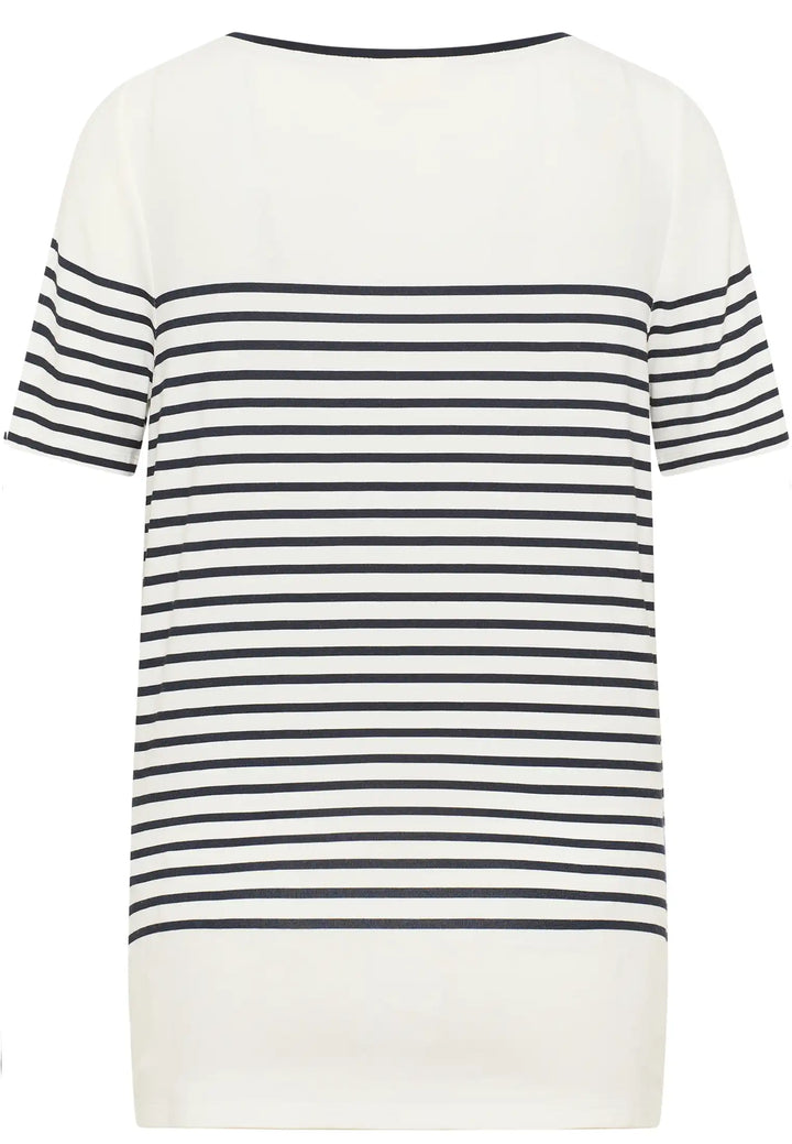 Rear view of a nautical-themed top with navy stripes, combining comfort with whimsical style, style 55720042-120
