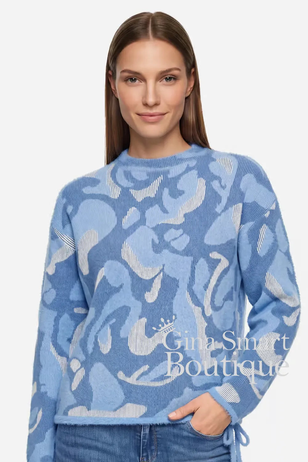 Betty Barclay Blue Geometric Sweater Style 5343-8302