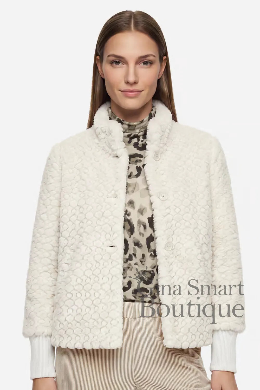 Betty Barclay Beige Faux Fur Jacket Style 73251707-9104