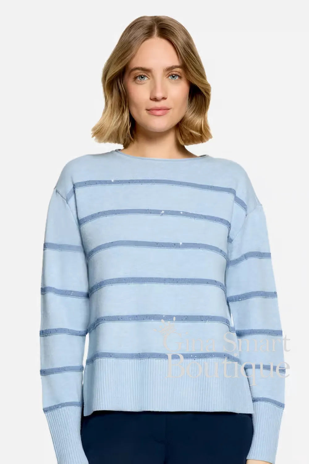 Betty Barclay Light Blue Stripe Sweater Style 54942033