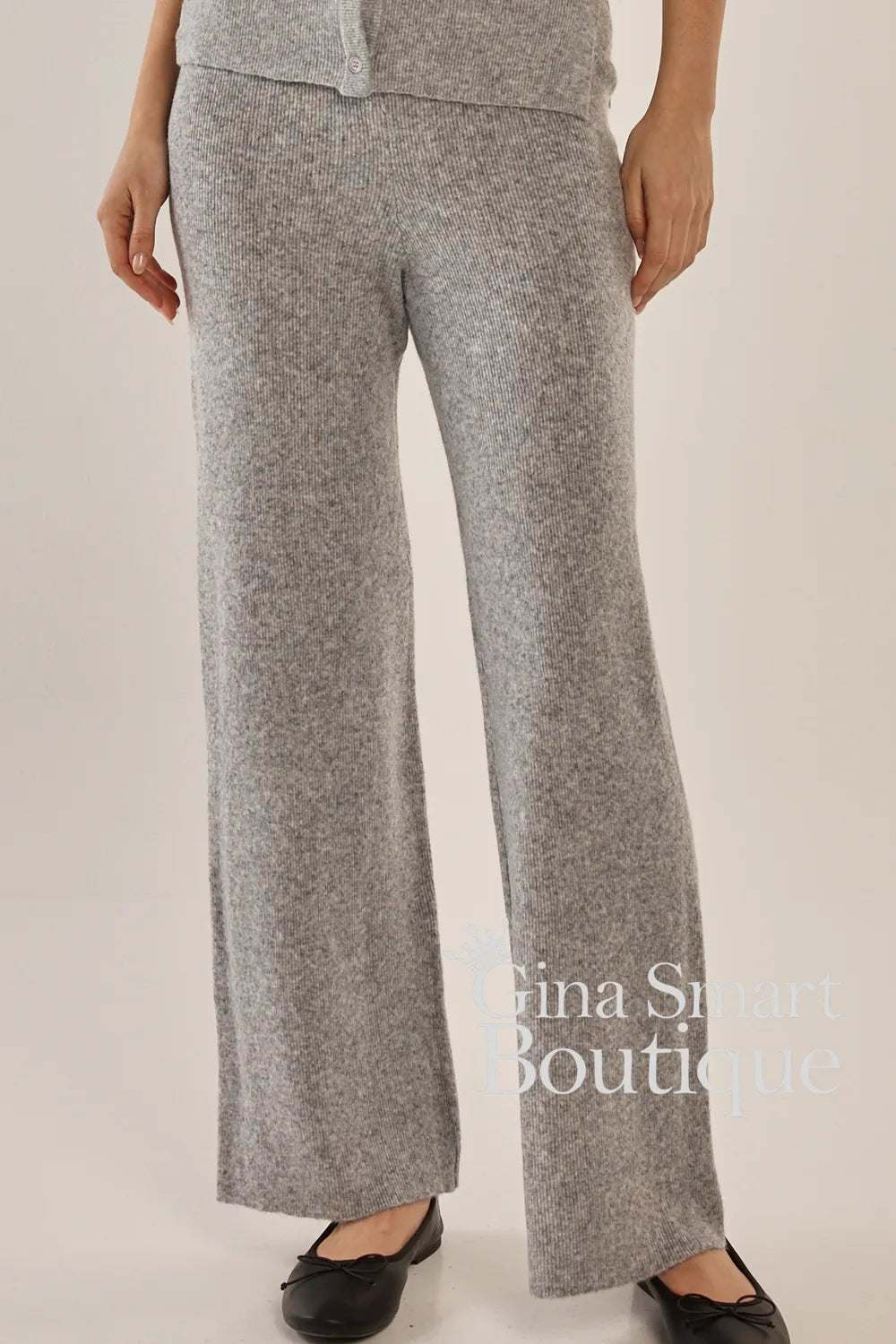 Betty Basics Grey Marle Nash Knit Pant - Style BB4097-G05