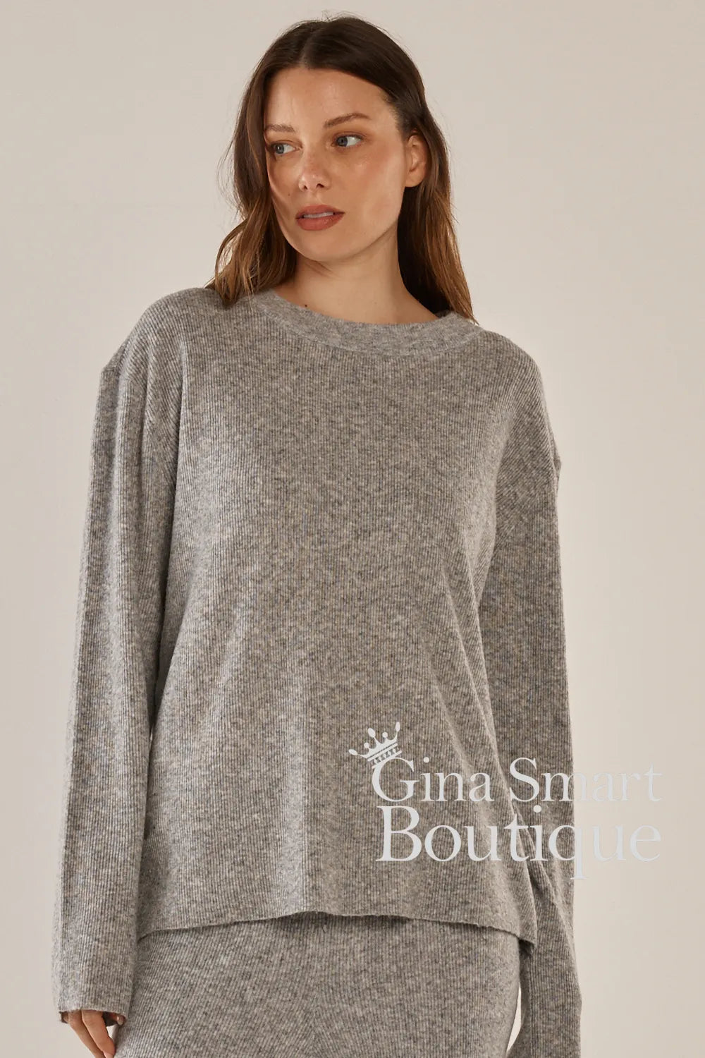 Betty Basics Grey Marle Ruby Knit Sweater - Style BB4098-G05