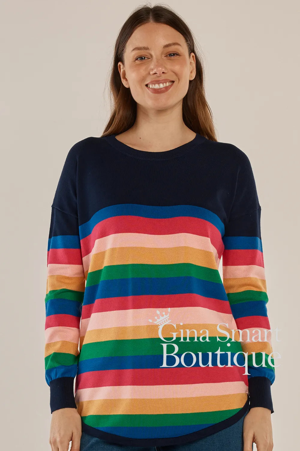 Betty Basics Multi Stripe Sophie Knit Jumper - Style BB425-M04