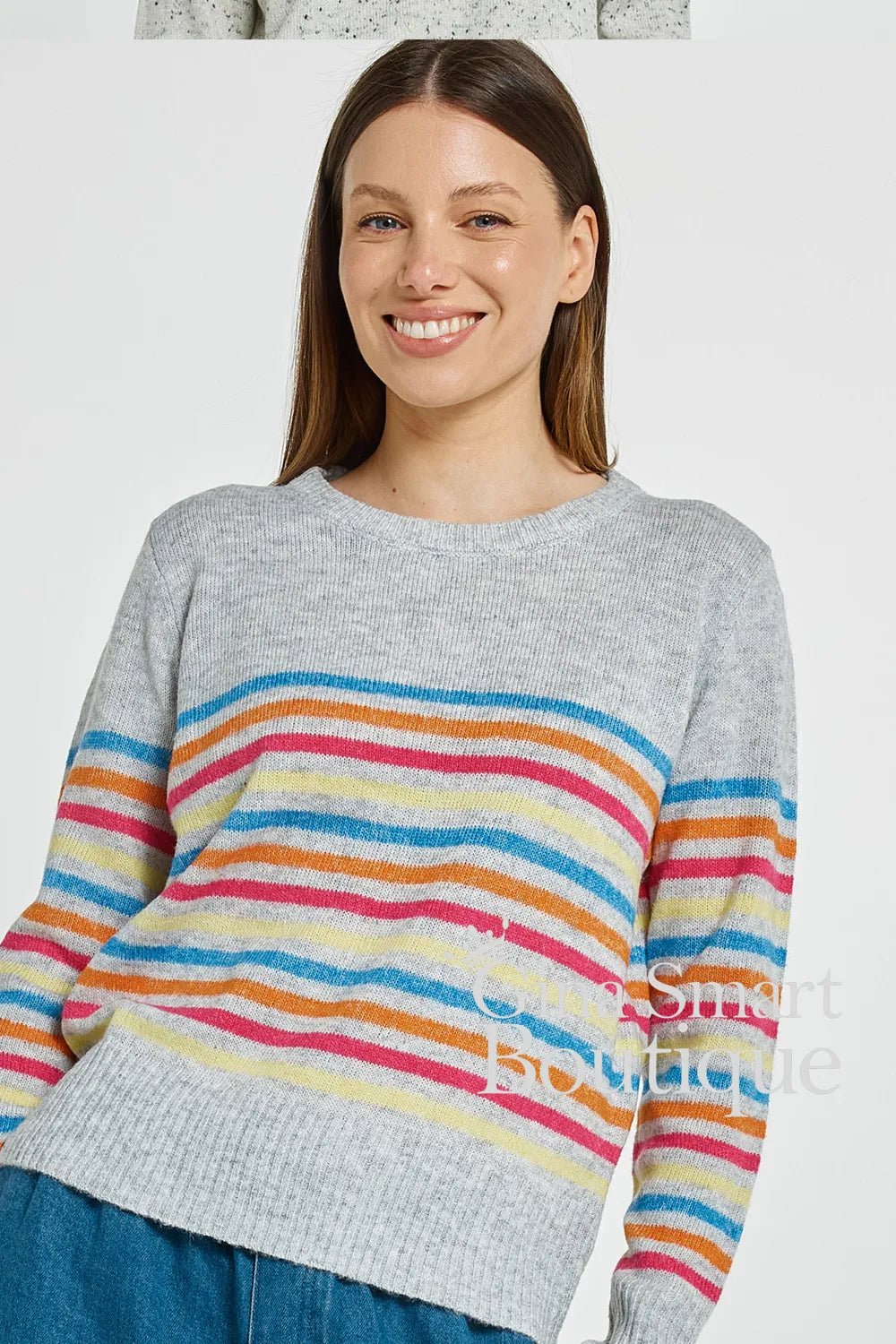 Betty Basics Rainbow Stripe Elinda Sweater - Style BB4123-R03