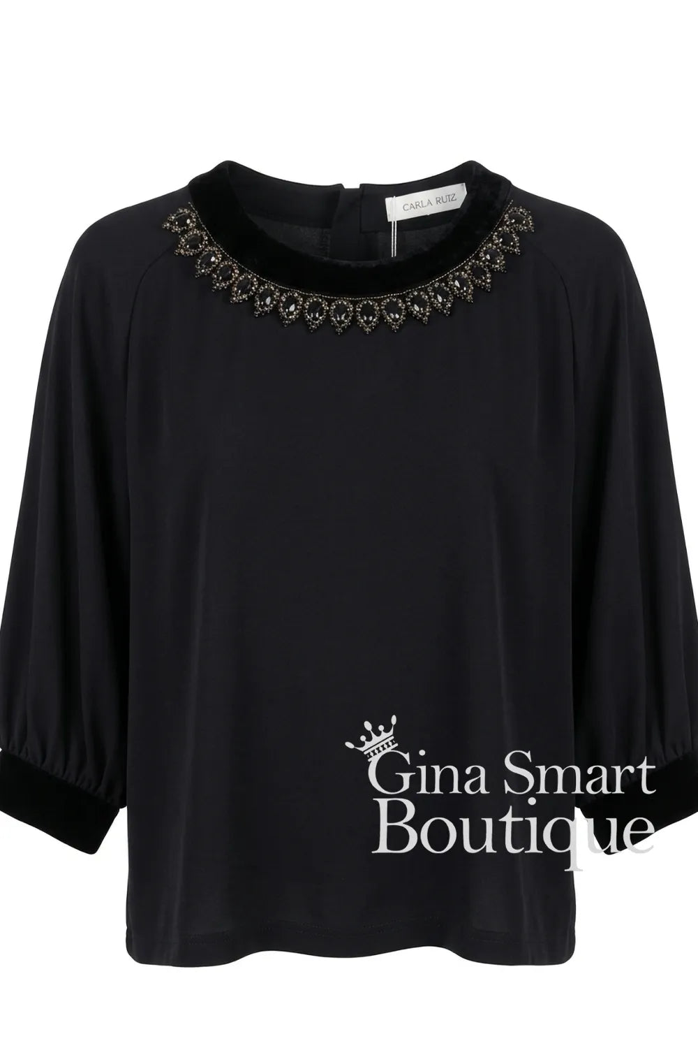 Carla Ruiz Black Velvet Top Style 53072