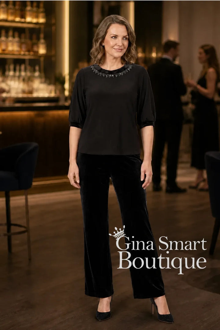 Carla Ruiz Black Velvet Trousers Style 53101