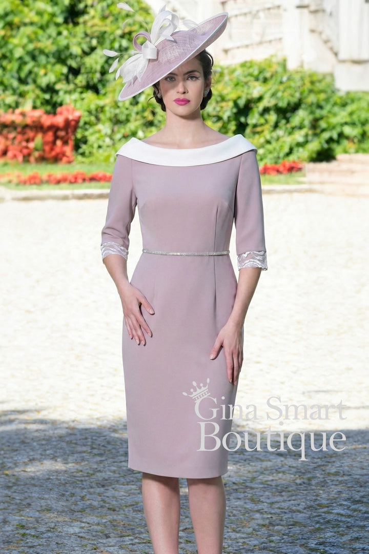 Carmen Melero Style 6352 Taupe & Ivory Dress NON RETURNABLE