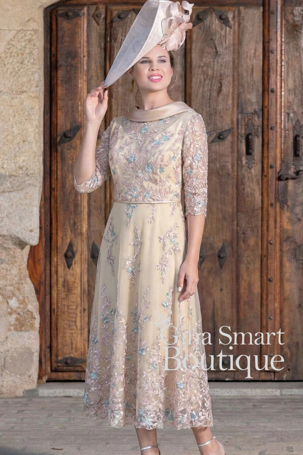 Carmen Melero Style 9225 Champagne Lace Dress NON RETURNABLE