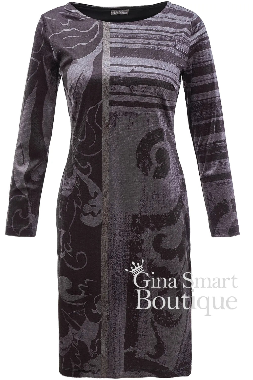 Dolcezza Abstract Metallic Print Dress Style 76684