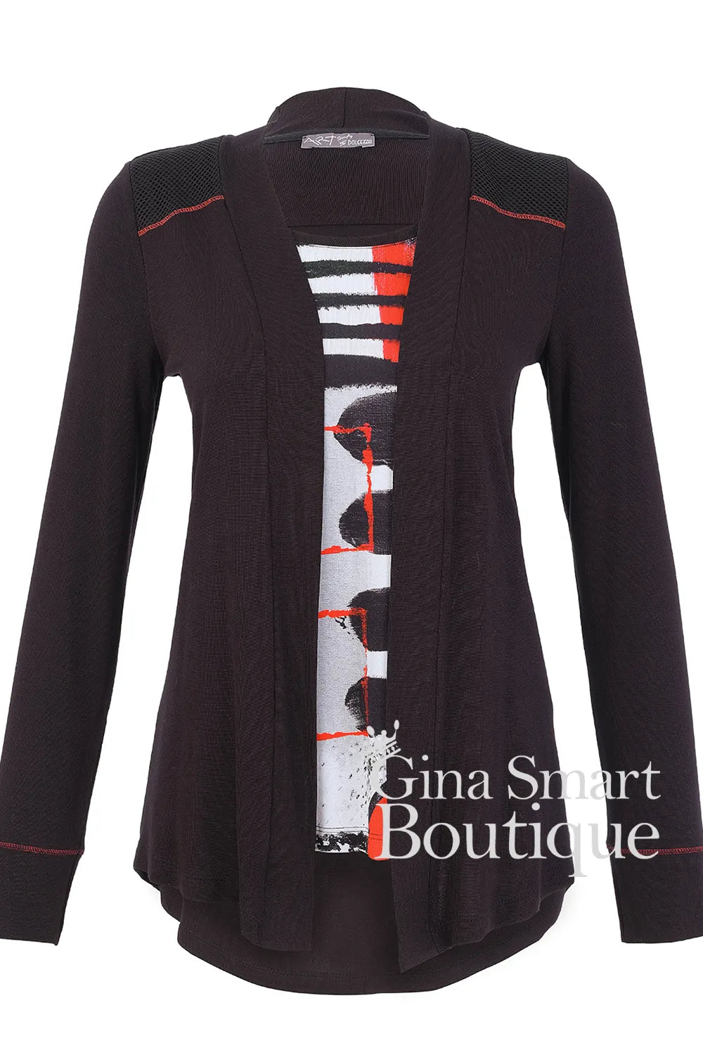 Dolcezza 2 in 1 Geometric Printed Layered Cardigan Top Style 76692