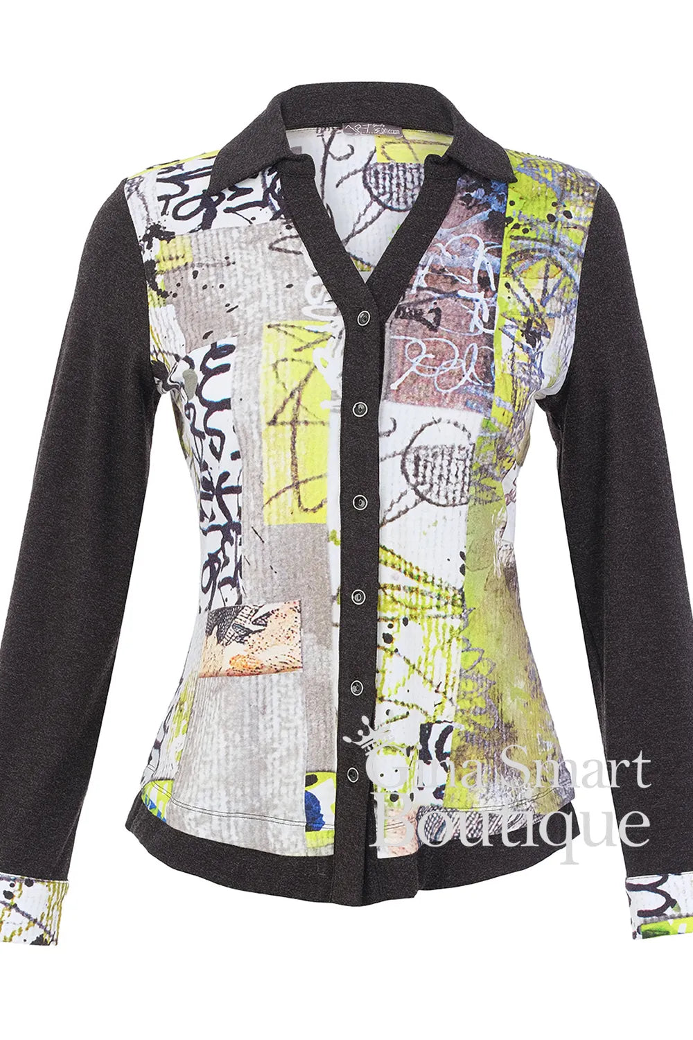 Dolcezza Abstract Graffiti Print Top Style 76722