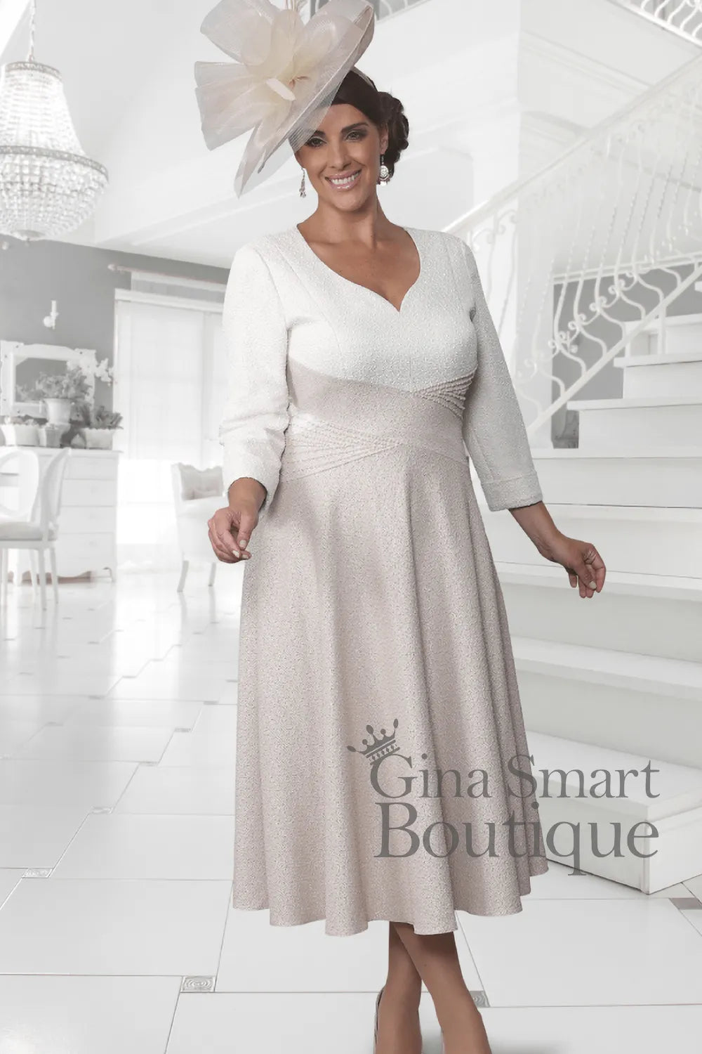 Dressed Up by Veromia DU631G Cream Coffee Dress