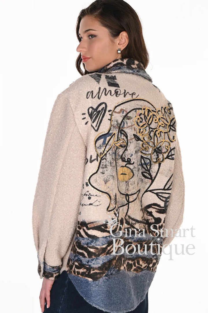 Frank Lyman Oat Knit Shacket Style 263788