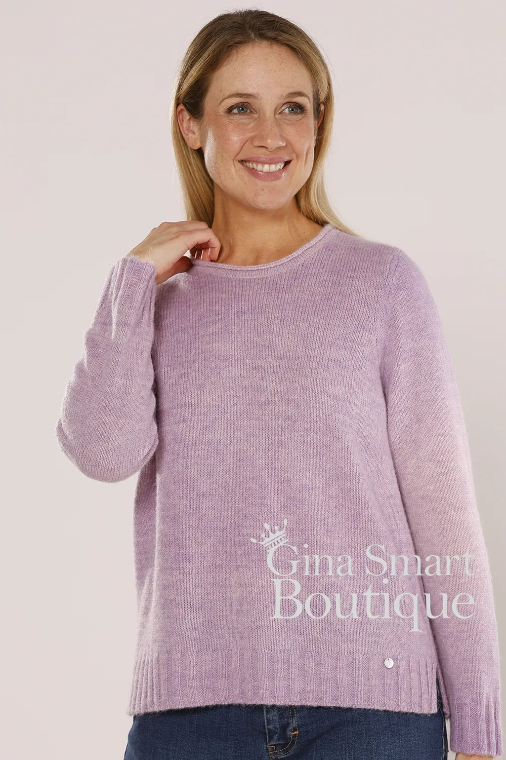 Gollehaug Lilac Round Neck Sweater Style 02621-11046