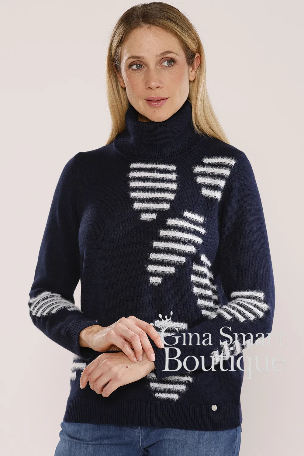 Gollehaug Navy Roll Neck Sweater Style 02621-11101