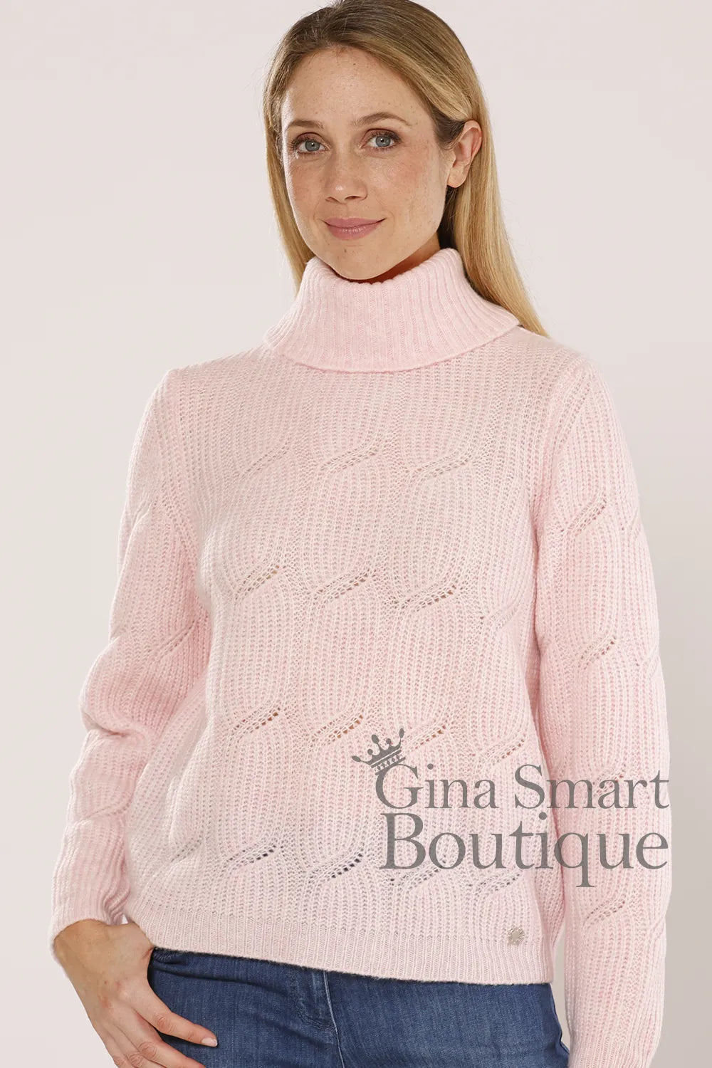 Gollehaug (Mrs Knit) Soft Pink Roll Neck Sweater Style 02625-11578