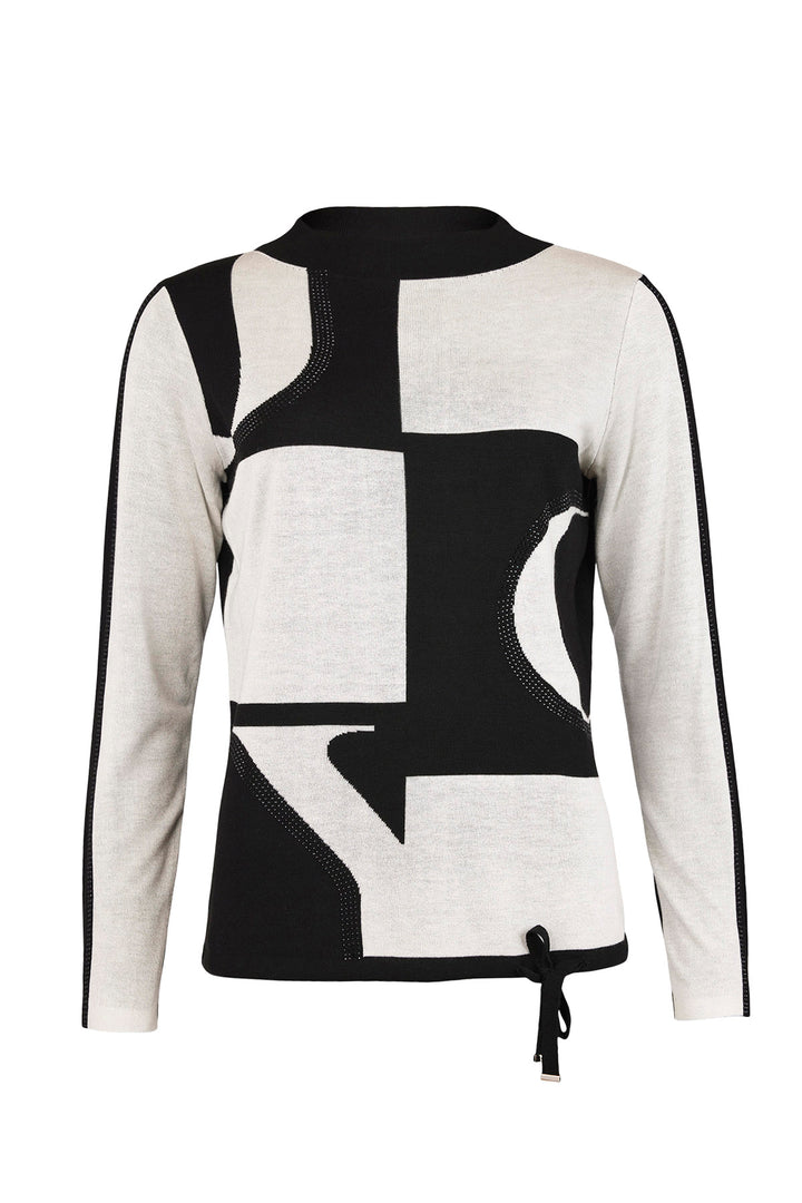 "I'cona Diamante Stripe Sweater - Style 64110-60002-90 (Black / Ivory)"