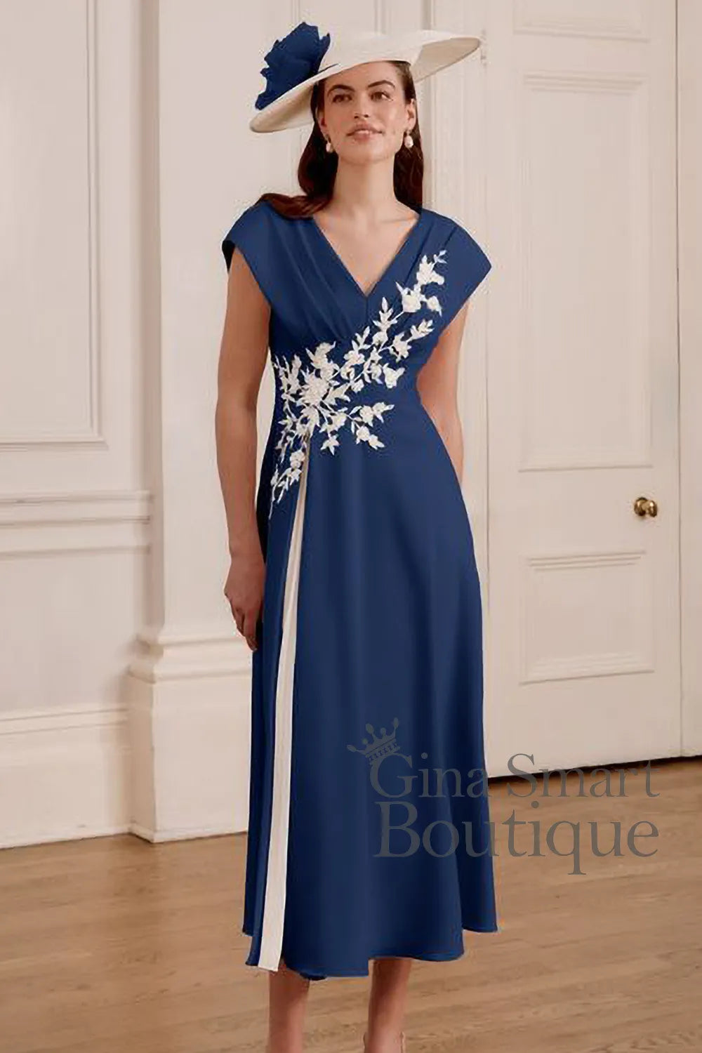 green and blue floral bridesmaid dresses Athena Satin Floral Print Dress