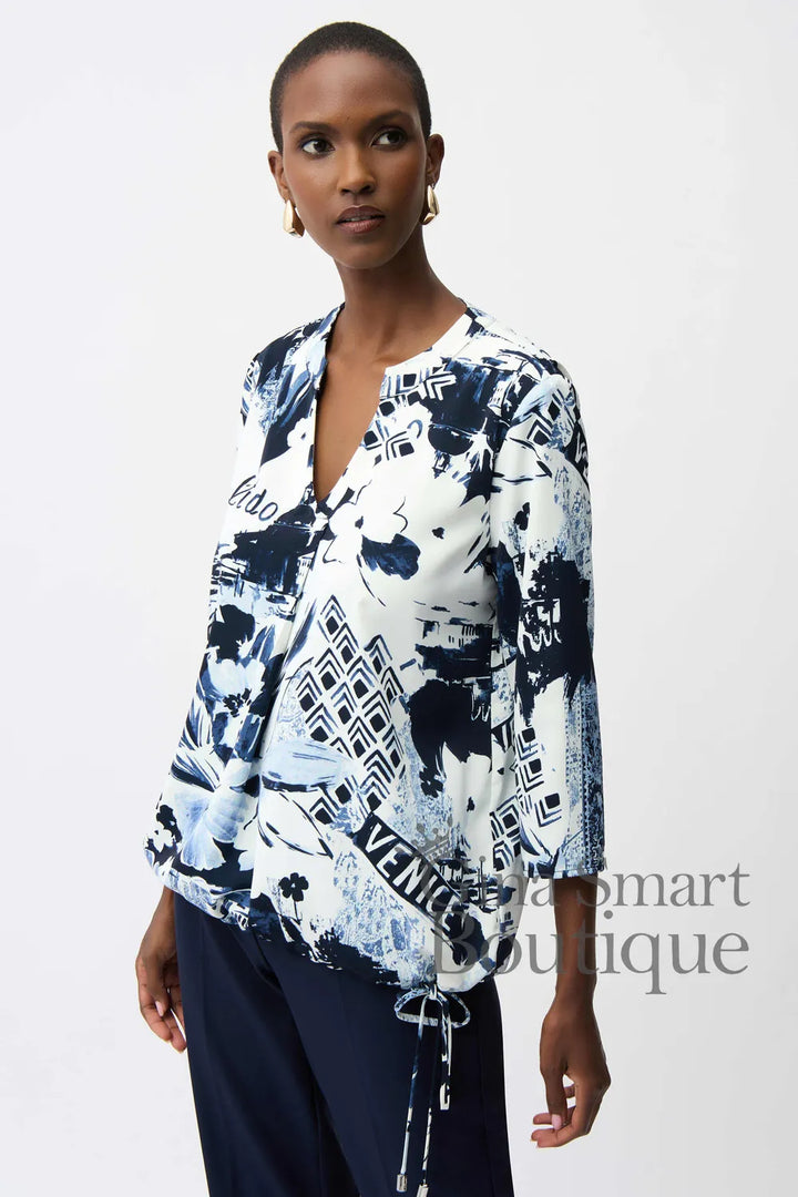 Joseph Ribkoff Tunic Style 261030-3801 Blue/Vanilla