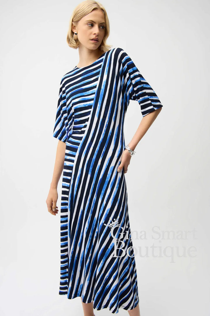 Joseph Ribkoff Dress Style 261047-3801 Blue/Vanilla