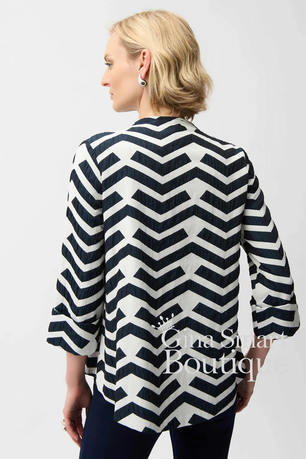Joseph Ribkoff Jacket Style 261097-4252 Off-White/Navy