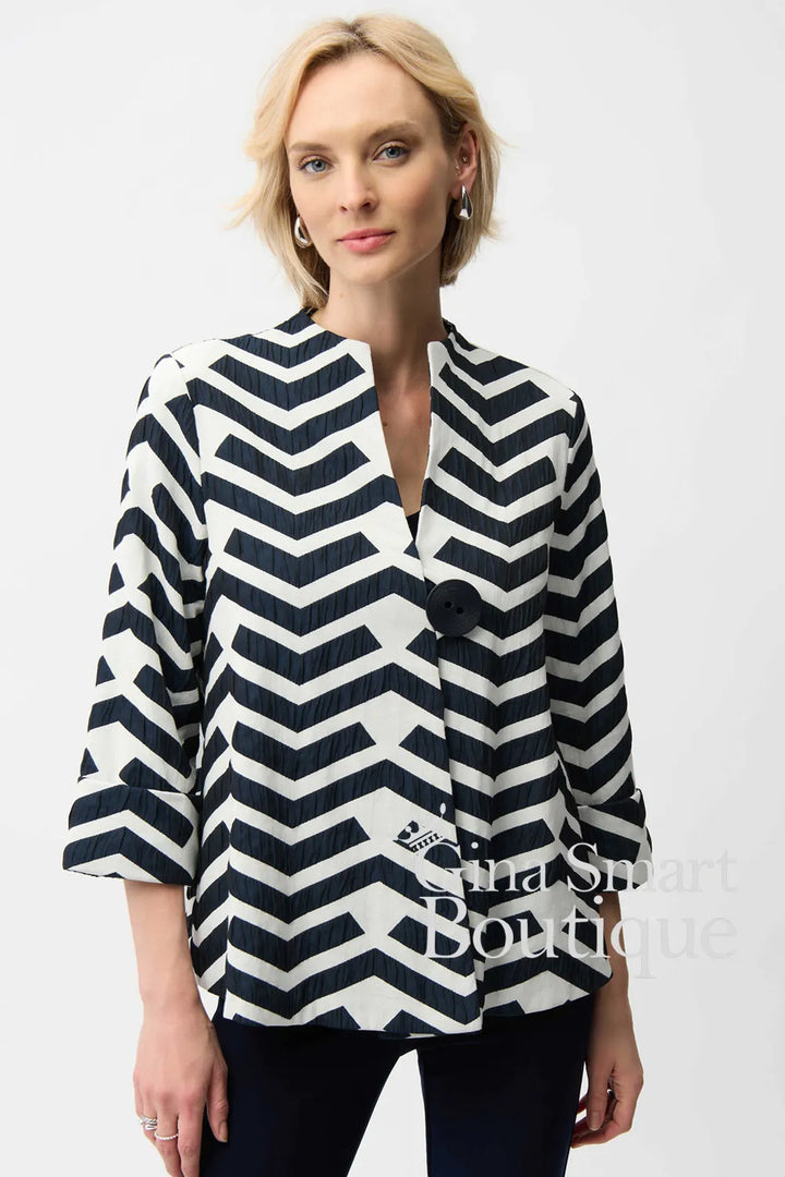 Joseph Ribkoff Jacket Style 261097-4252 Off-White/Navy