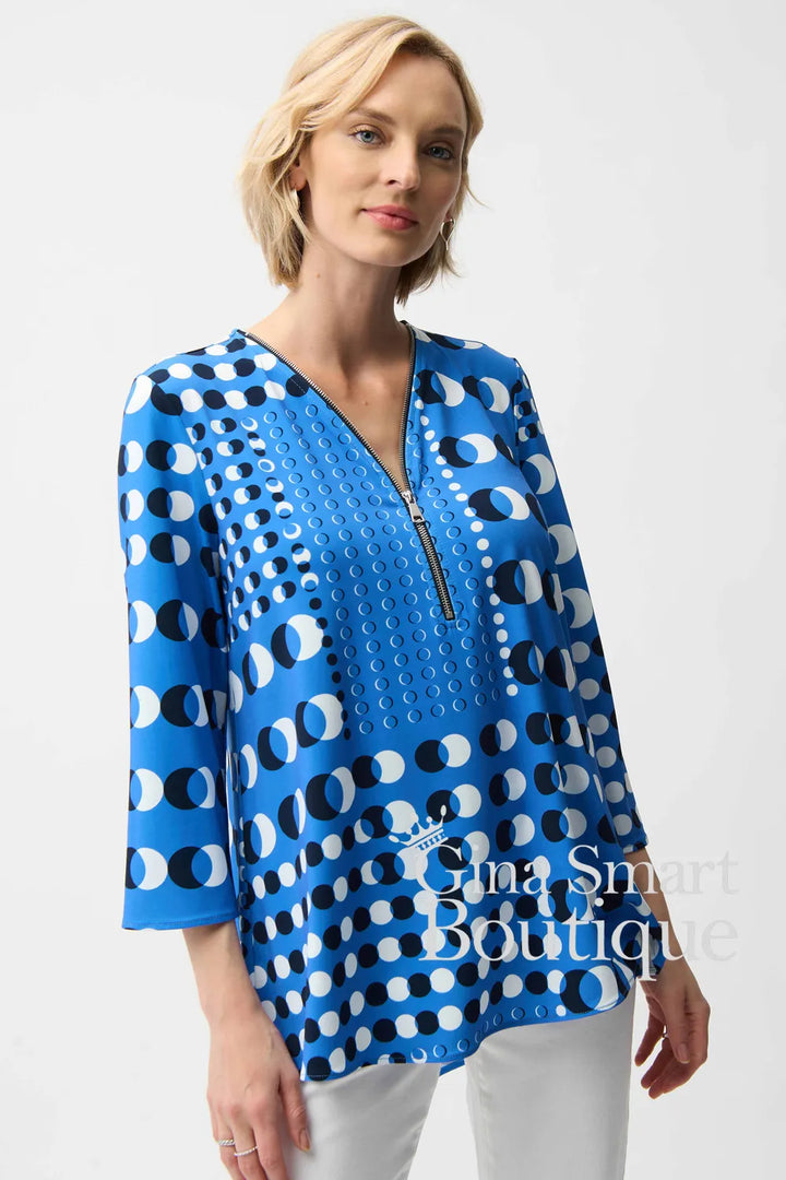 Joseph Ribkoff Tunic Style 261288-3801 Blue/Vanilla
