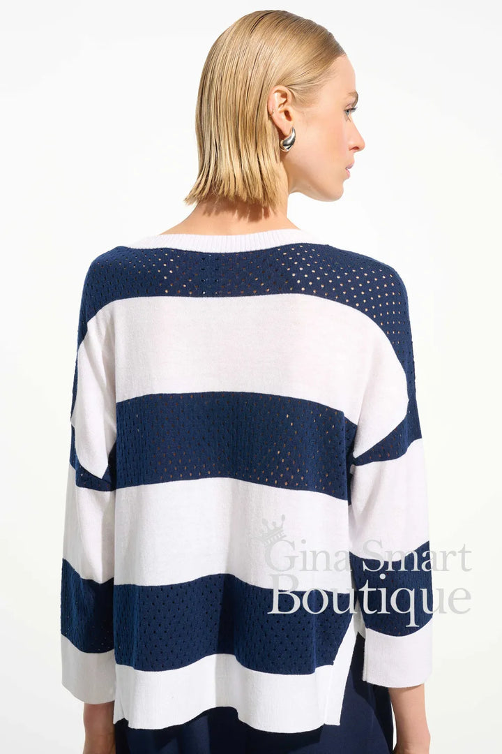 Joseph Ribkoff Top Style 261635-3680 Vanilla/Indigo