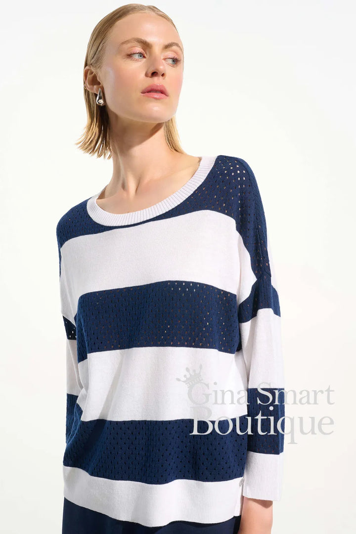 Joseph Ribkoff Top Style 261635-3680 Vanilla/Indigo