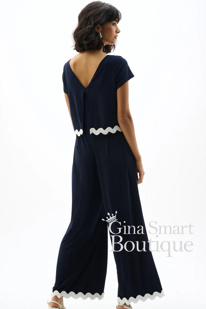 Joseph Ribkoff Jumpsuit Style 262144X-2230 Midnight Blue/White