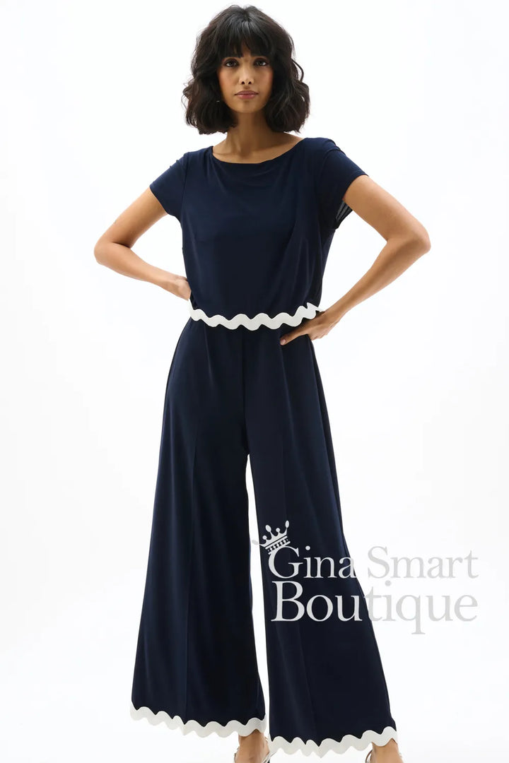 Joseph Ribkoff Jumpsuit Style 262144X-2230 Midnight Blue/White