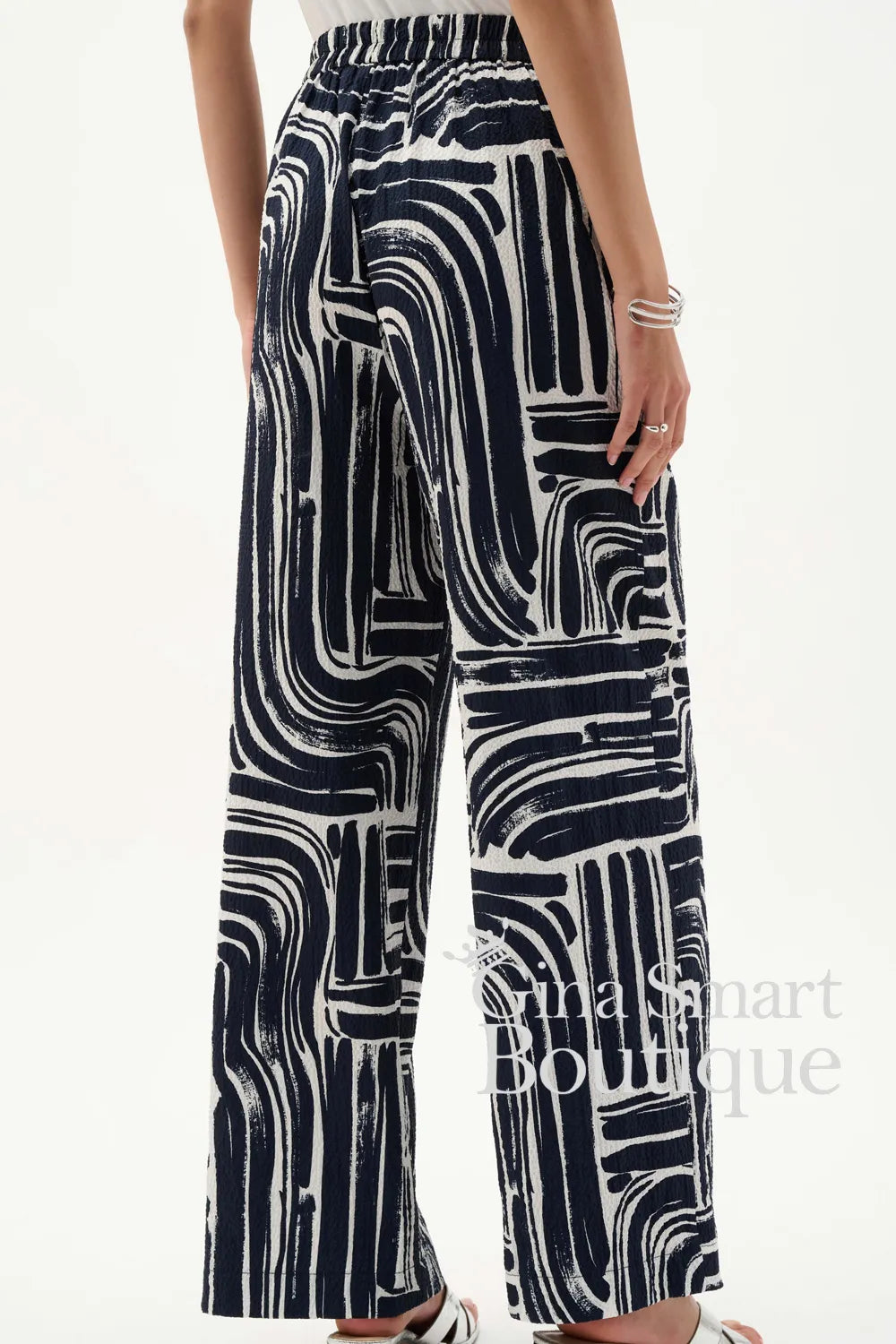 Joseph Ribkoff Trousers Style 262165-2366 Vanilla/Midnight Blue
